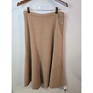 Vintage Tan Faux Suede Maxi‎ Skirt Sz Medium Earthy Boho Contemporary Versatile